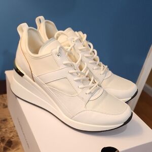 Aldo Cream and Gold Women's Wedge Sneakers